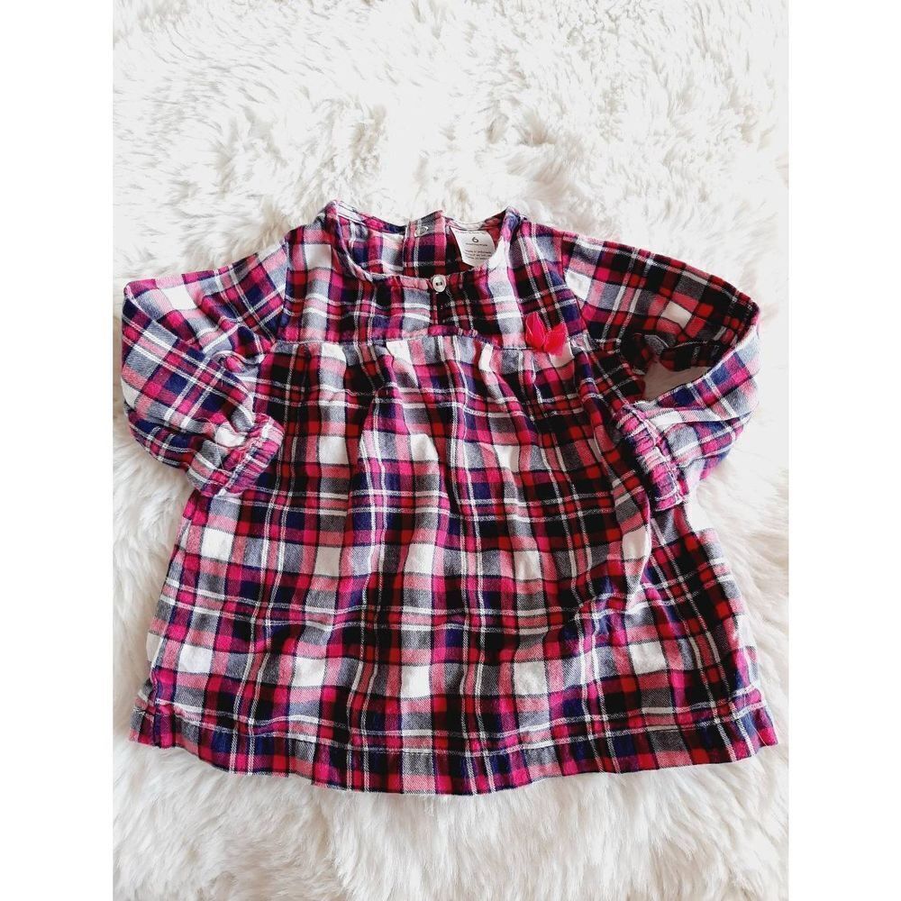 Carters pink blue plaid baby girl sz 6 Monty old dress